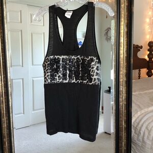 VS Pink Leopard Print Sequins Tank Top - Black | Cheetah | Victoria’s Secret